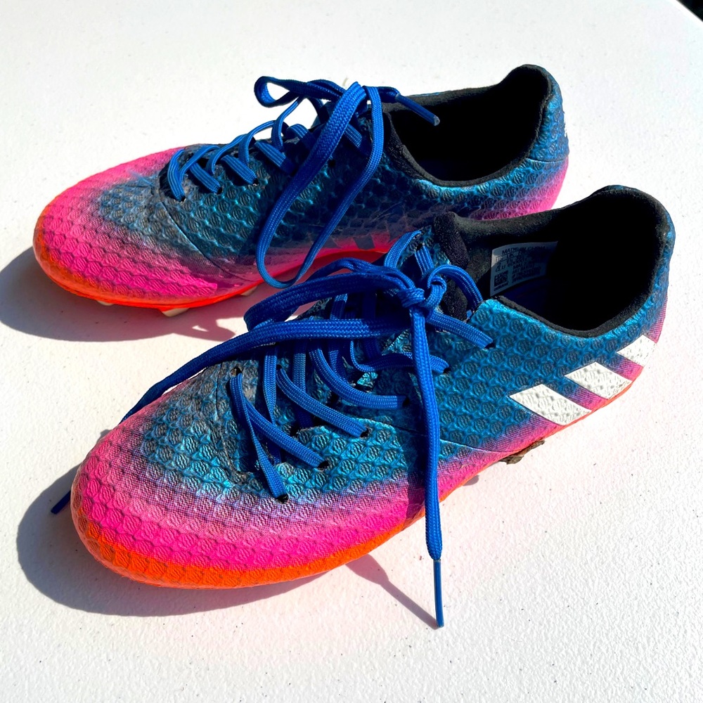 Adidas Messi FG 16.3 Soccer Cleats Blue Pink Orange BA9021 SGC 753002 Boys 2Y